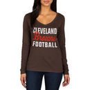 Cleveland Browns Women's Blitz 2 Hit Long Sleeve V-Neck T-Shirt - Brown