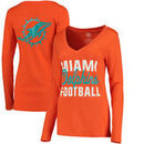 Miami Dolphins Women's Blitz 2 Hit V-Neck Long Sleeve T-Shirt - Orange