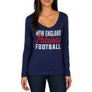 New England Patriots Women's Blitz 2 Hit Long Sleeve V-Neck T-Shirt - Navy