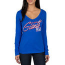 New York Giants Women's Scrimmage 1-Hit V-Neck T-Shirt - Royal