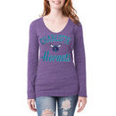 Charlotte Hornets New Era Women's Distressed Logo Tri-Blend Long Sleeve T-Shirt - Purple