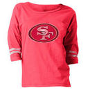 San Francisco 49ers New Era Women's Hard Count 3/4-Sleeve Scoop Neck T-Shirt - Scarlet