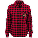 Ohio State Buckeyes Juniors Buffalo Plaid Long Sleeve Flannel T-Shirt - Scarlet