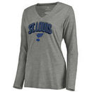 St. Louis Blues Women's ThreeDee Long Sleeve Tri-Blend T-Shirt - Ash