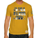 West Virginia Mountaineers Original Retro Brand 125 Years Of Football Retro Helmets T-Shirt - Gold