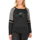 Carolina Panthers Soft as a Grape Women's Plus Size Mix Fabric Long Sleeve T-Shirt - Black
