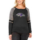 Baltimore Ravens Soft as a Grape Women's Plus Size Mix Fabric Long Sleeve T-Shirt - Black