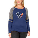 Houston Texans Soft as a Grape Women's Plus Size Mix Fabric Long Sleeve T-Shirt - Navy