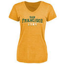 San Francisco Dons Women's Classic Wordmark Tri-Blend V-Neck T-Shirt - Gold