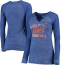 New York Mets Majestic Women's Confident with Knowledge V-Neck Long Sleeve T-Shirt - Royal