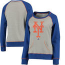 New York Mets Majestic Women's Everything & More Pullover Sweatshirt - Gray/Royal