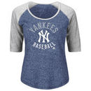 New York Yankees Majestic Women's Plus Size Act Like A Champion Half-Sleeve T-Shirt - Heathered Navy/Heathered Gray