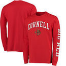 Cornell Big Red Fanatics Branded Distressed Arch Over Logo Long Sleeve Hit T-Shirt - Red