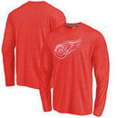 Detroit Red Wings Distressed Primary Logo Long Sleeve Tri-Blend T-Shirt - Red