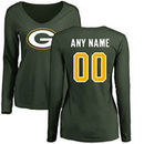 Green Bay Packers Women's Any Name & Number Logo Long Sleeve Personalized T-Shirt - Green