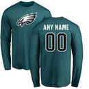 Philadelphia Eagles NFL Pro Line Any Name & Number Logo Personalized Long Sleeve T-Shirt - Green