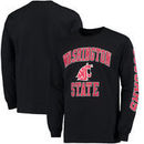Washington State Cougars Fanatics Branded Distressed Arch Over Logo Long Sleeve Hit T-Shirt - Black