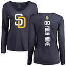 San Diego Padres Women's Personalized Backer Long Sleeve T-Shirt - Navy