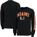 Miami Hurricanes Fanatics Branded Distressed Arch Over Logo Long Sleeve Hit T-Shirt - Black