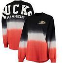 Anaheim Ducks Fanatics Branded Women's Ombre Spirit Jersey Long Sleeve Oversized T-Shirt - Black/Orange