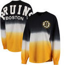 Boston Bruins Fanatics Branded Women's Ombre Spirit Jersey Long Sleeve Oversized T-Shirt - Black/Gold