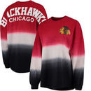 Chicago Blackhawks Fanatics Branded Women's Ombre Spirit Jersey Long Sleeve Oversized T-Shirt - Red/Black