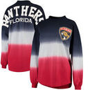 Florida Panthers Fanatics Branded Women's Ombre Spirit Jersey Long Sleeve Oversized T-Shirt - Navy/Red