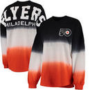 Philadelphia Flyers Fanatics Branded Women's Ombre Spirit Jersey Long Sleeve Oversized T-Shirt - Black/Orange
