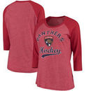 Florida Panthers Majestic Threads Women's Softhand Three-Quarter Sleeve Raglan T-Shirt - Heathered Red