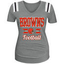 Cleveland Browns 5th & Ocean by New Era Women's Plus Size Banner Tri-Blend V-Neck T-Shirt - Heathered Gray