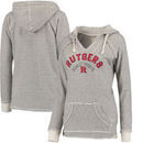 Rutgers Scarlet Knights Blue 84 Women's Striped French Terry V-Neck Hoodie - Cream