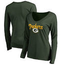 Green Bay Packers Women's Plus Sizes Freehand Long Sleeve T-Shirt - Green