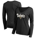 New Orleans Saints Women's Plus Sizes Freehand Long Sleeve T-Shirt - Black
