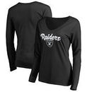 Oakland Raiders Women's Plus Sizes Freehand Long Sleeve T-Shirt - Black