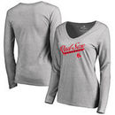 Boston Red Sox Women's Front Sweep Long Sleeve T-Shirt - Ash