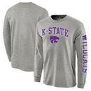 Kansas State Wildcats Distressed Arch Over Logo Long Sleeve Hit T-Shirt - Heathered Gray