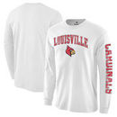 Louisville Cardinals Distressed Arch Over Logo Long Sleeve Hit T-Shirt - White