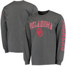Oklahoma Sooners Distressed Arch Over Logo Long Sleeve Hit T-Shirt - Charcoal
