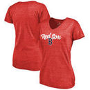 Boston Red Sox Women's Freehand V-Neck Tri-Blend T-Shirt - Red