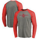 Houston Rockets Fanatics Branded Primary Logo Raglan Long Sleeve T-Shirt - Heathered Gray