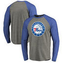 Philadelphia 76ers Fanatics Branded Primary Logo Raglan Long Sleeve T-Shirt - Heathered Gray