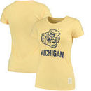 Michigan Wolverines Original Retro Brand Women's Tri-Blend Crew Neck T-Shirt - Yellow