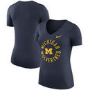 Michigan Wolverines Nike Women's Dri-FIT Touch V-Neck T-Shirt - Heathered Royal