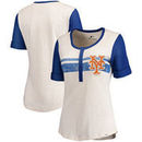 New York Mets Fanatics Branded Women's True Classics Henley T-Shirt - Cream/Royal