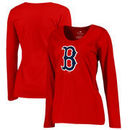 Boston Red Sox Women's Plus Sizes Primary Team Logo Long Sleeve T-Shirt - Red