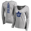 Auston Matthews Toronto Maple Leafs Fanatics Branded Women's Backer Name & Number V-Neck Long Sleeve T-Shirt - Gray