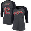 Francisco Lindor Cleveland Indians Majestic Threads Women's Name & Number Three-Quarter Sleeve T-Shirt - Navy