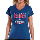 Chicago Cubs Soft as a Grape Women's 2016 World Series Champions V-Neck T-Shirt - Royal