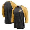 Pittsburgh Penguins Fanatics Branded Refresh Shift 3/4-Sleeve Raglan T-Shirt - Black/Gold