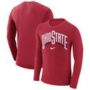 Ohio State Buckeyes Nike Marled Wordmark Long Sleeve Performance T-Shirt - Heathered Scarlet
